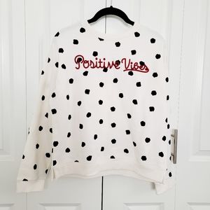 Wonder Nation Size S Polka Dot White Sweatshirt --r